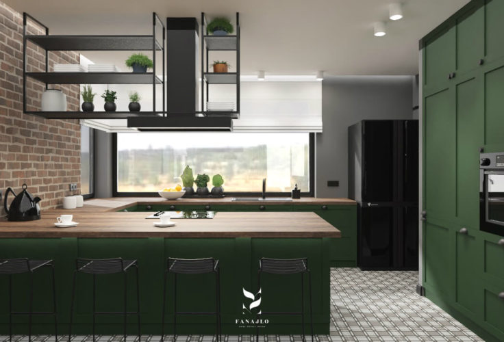 salon z kuchnią projekt wnętrza