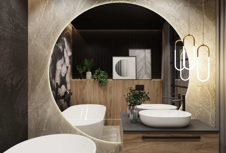 duże lustro, mirror, wanna wolnostojąca