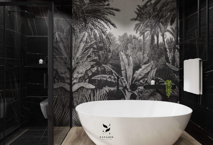 Łazienka z lasem tropikalnym  
