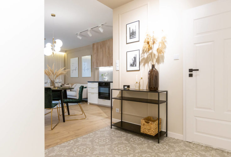 wiatrołap, projekt przedpokoju, wejście do domu, dekoracja w holu, konsola, aranżacja konsoli