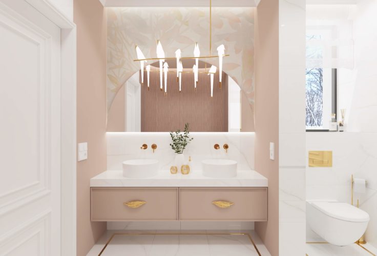 Pudrowa łazienka dla dziewczynek  