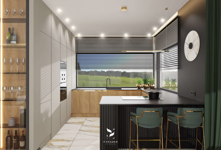 Projekt domu z akcentem głębokiej zieleni  